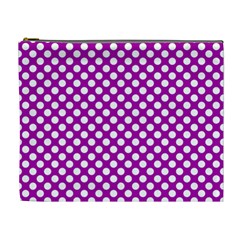 White And Purple, Polka Dots, Retro, Vintage Dotted Pattern Cosmetic Bag (xl) by Casemiro