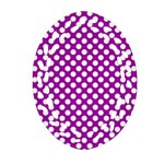 White and purple, polka dots, retro, vintage dotted pattern Oval Filigree Ornament (Two Sides) Back