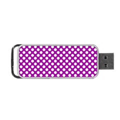 White And Purple, Polka Dots, Retro, Vintage Dotted Pattern Portable Usb Flash (two Sides) by Casemiro