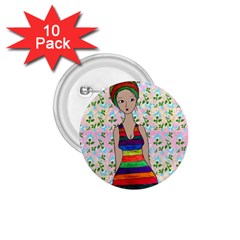 Tan Swimmer Flowerwall 1 75  Buttons (10 Pack) by snowwhitegirl