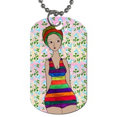 Tan Swimmer Flowerwall Dog Tag (two Sides) by snowwhitegirl