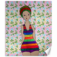 Tan Swimmer Flowerwall Canvas 8  X 10  by snowwhitegirl