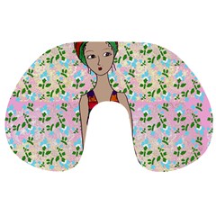 Tan Swimmer Flowerwall Travel Neck Pillow by snowwhitegirl