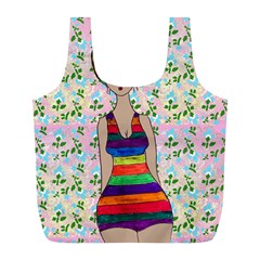 Tan Swimmer Flowerwall Full Print Recycle Bag (l) by snowwhitegirl