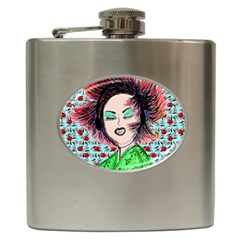 Headphones Girl W Cherries Hip Flask (6 Oz)