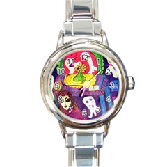 Circus Ghosts Round Italian Charm Watch by snowwhitegirl