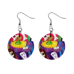 Circus Ghosts Mini Button Earrings by snowwhitegirl