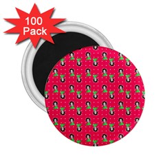 Headphones Girl Pink Red 2 25  Magnets (100 Pack) 