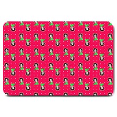 Headphones Girl Pink Red Large Doormat 