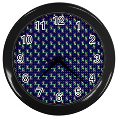 Headphones Girl Blue Wall Clock (black) by snowwhitegirl