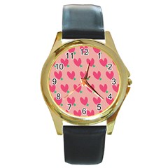 Hearts Round Gold Metal Watch by tousmignonne25