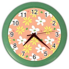 Beige Flowers W No Red Flower Color Wall Clock