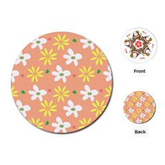 Beige Flowers W No Red Flower Playing Cards Single Design (round)