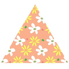 Beige Flowers W No Red Flower Wooden Puzzle Triangle