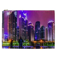 Lujiazui District Nigth Scene, Shanghai China Cosmetic Bag (xxl) by dflcprintsclothing