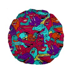 Dinos Standard 15  Premium Flano Round Cushions