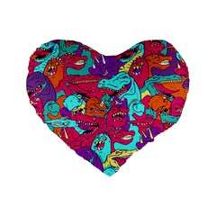 Dinos Standard 16  Premium Flano Heart Shape Cushions by Sobalvarro