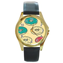 Donuts Round Gold Metal Watch by Sobalvarro
