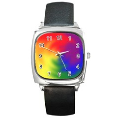 Rainbow Colors Lgbt Pride Abstract Art Square Metal Watch by yoursparklingshop