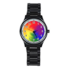 Rainbow Colors Lgbt Pride Abstract Art Stainless Steel Round Watch