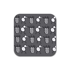 Grey Base, B&w Chpa Pattern Design Rubber Coaster (square) 