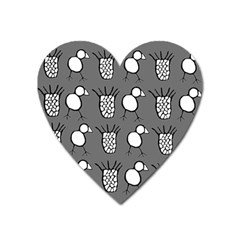 Grey Base, B&w Chpa Pattern Design Heart Magnet by CHPALTD