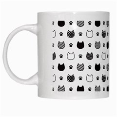 kitten head paw footprint seamless pattern 1 White Mugs