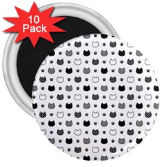 Kitten Head Paw Footprint Seamless Pattern 1 3  Magnets (10 Pack)  by TastefulDesigns