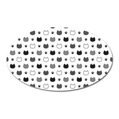 kitten head paw footprint seamless pattern 1 Oval Magnet