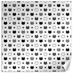 kitten head paw footprint seamless pattern 1 Canvas 12  x 12 