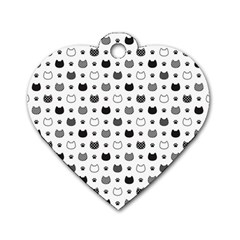 kitten head paw footprint seamless pattern 1 Dog Tag Heart (One Side)