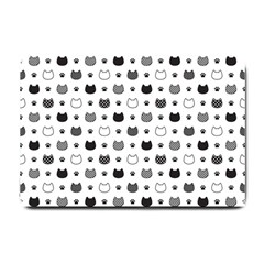 kitten head paw footprint seamless pattern 1 Small Doormat 