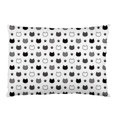 kitten head paw footprint seamless pattern 1 Pillow Case