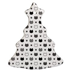 kitten head paw footprint seamless pattern 1 Christmas Tree Ornament (Two Sides)