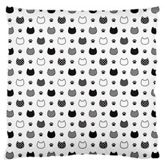 kitten head paw footprint seamless pattern 1 Large Cushion Case (One Side)