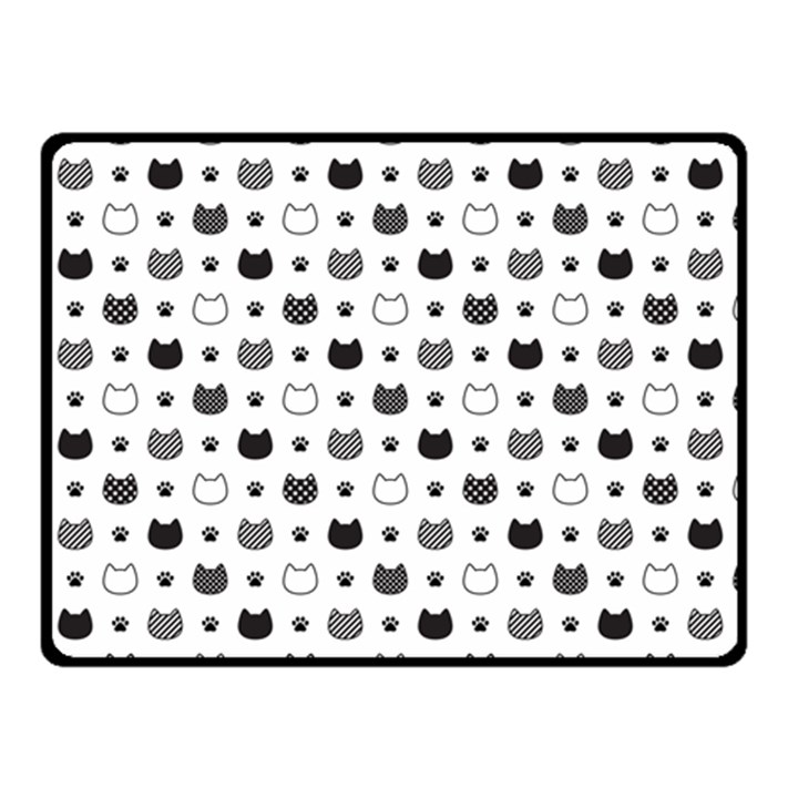 kitten head paw footprint seamless pattern 1 Double Sided Fleece Blanket (Small) 