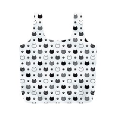 kitten head paw footprint seamless pattern 1 Full Print Recycle Bag (M)