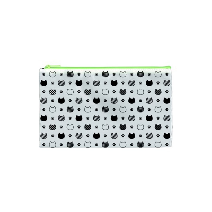 kitten head paw footprint seamless pattern 1 Cosmetic Bag (XS)