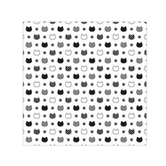 kitten head paw footprint seamless pattern 1 Small Satin Scarf (Square)