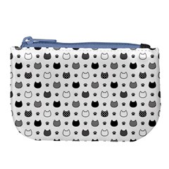 kitten head paw footprint seamless pattern 1 Large Coin Purse