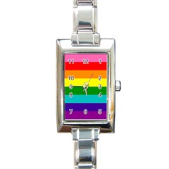 Original 8 Stripes Lgbt Pride Rainbow Flag Rectangle Italian Charm Watch by yoursparklingshop