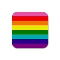 Original 8 Stripes Lgbt Pride Rainbow Flag Rubber Coaster (square)  by yoursparklingshop