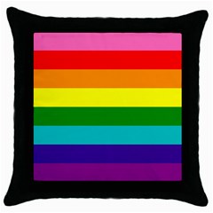Original 8 Stripes Lgbt Pride Rainbow Flag Throw Pillow Case (black) by yoursparklingshop