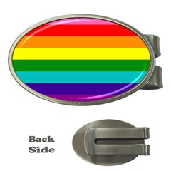 Original 8 Stripes Lgbt Pride Rainbow Flag Money Clips (oval)  by yoursparklingshop