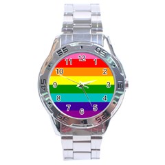 Original 8 Stripes Lgbt Pride Rainbow Flag Stainless Steel Analogue Watch by yoursparklingshop