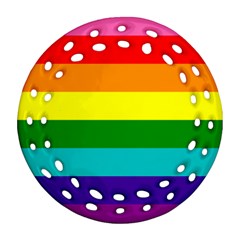 Original 8 Stripes Lgbt Pride Rainbow Flag Ornament (round Filigree) by yoursparklingshop
