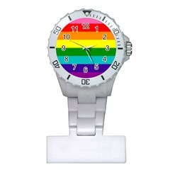 Original 8 Stripes Lgbt Pride Rainbow Flag Plastic Nurses Watch by yoursparklingshop