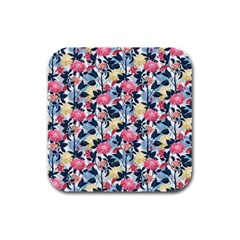 Beautiful floral pattern Rubber Square Coaster (4 pack) 