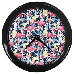 Beautiful floral pattern Wall Clock (Black)