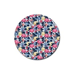 Beautiful floral pattern Rubber Coaster (Round) 